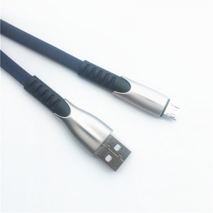 KPS-1001CB Micro Anpassad bärbar 1m 2A zinklegering Tygvävning Micro USB-kabel